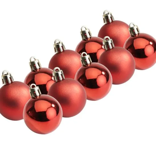 Weihnachtskugeln aus Kunststoff, 10 Stück, Ø 4,4 cm