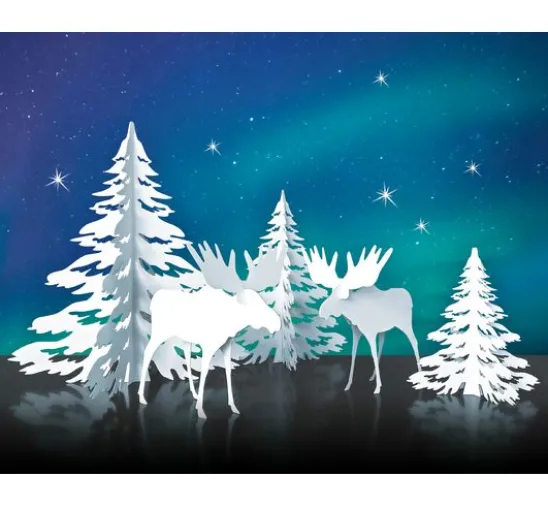 Winterliche Papierszenerie "Elche"