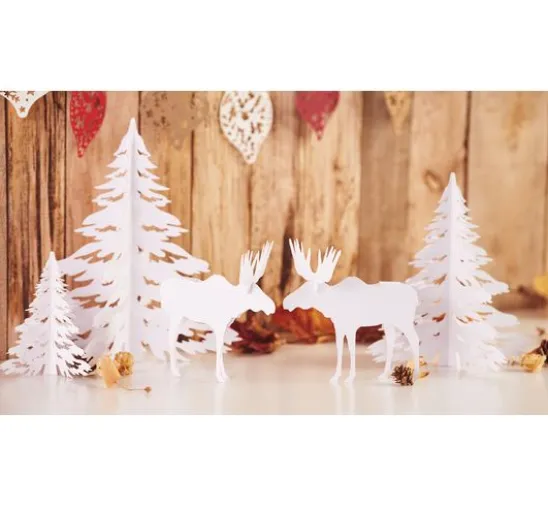 Winterliche Papierszenerie "Elche"