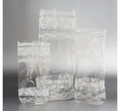 Zellglas-Beutel mit weißem Spitzendruck, 10 Stück